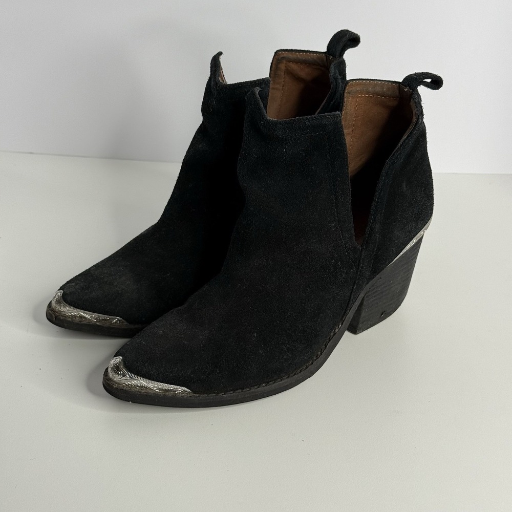 Jeffrey Campbell Cromwell Black Leather Western Ankle Boot Women’s Size 6.5